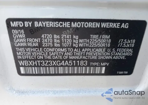 2016 BMW X1 xDrive28I from USA, damaged, VIN WBXHT3Z3XG4A51183